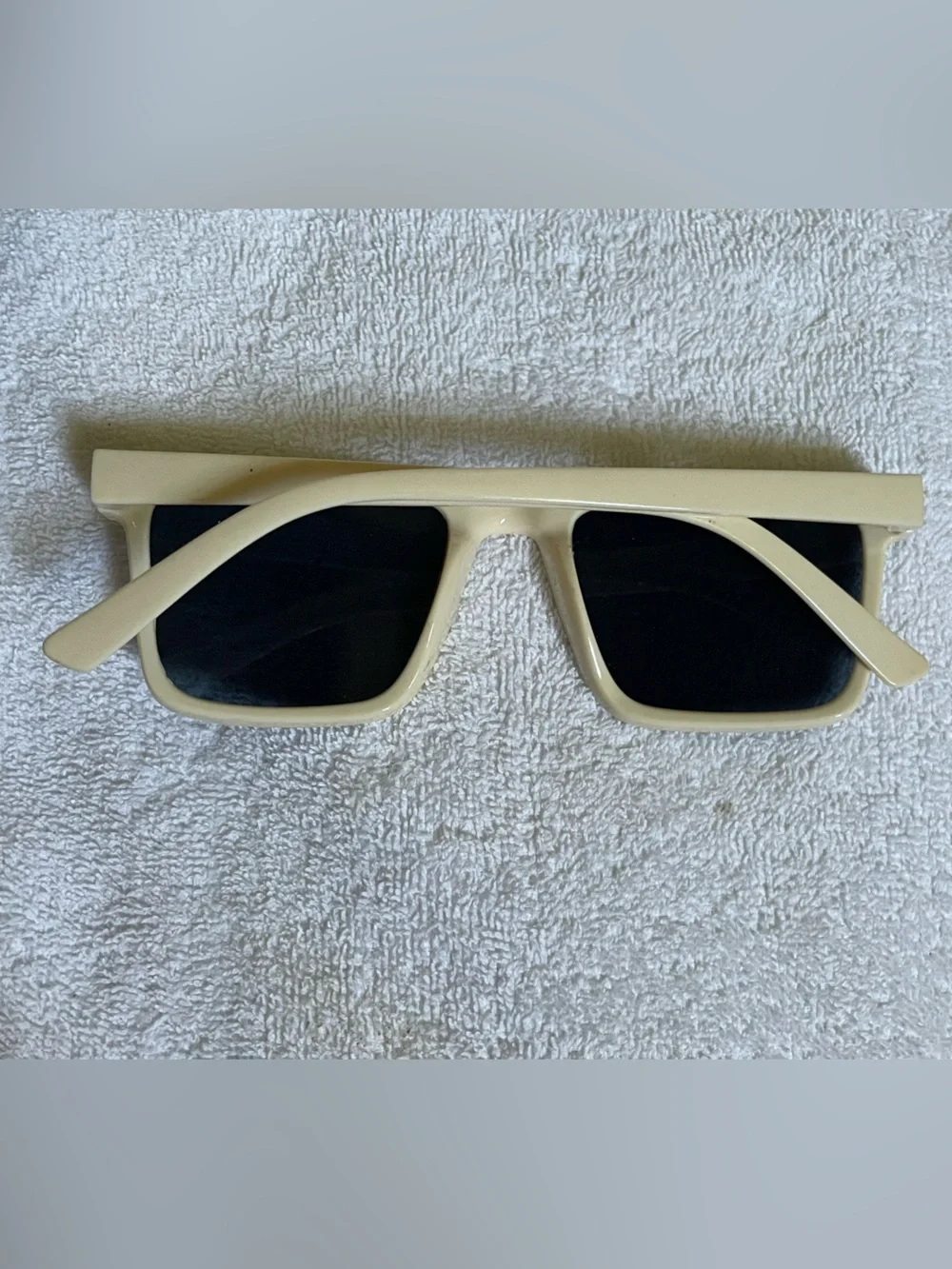 Cream Square Frame Men's Sunglasses with Dark Lenses